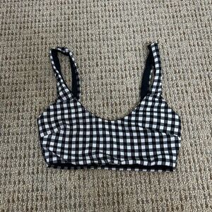 Mara Hoffman Lira Bralette Gingham Bikini Top Swimsuit Black White Plaid Size XS